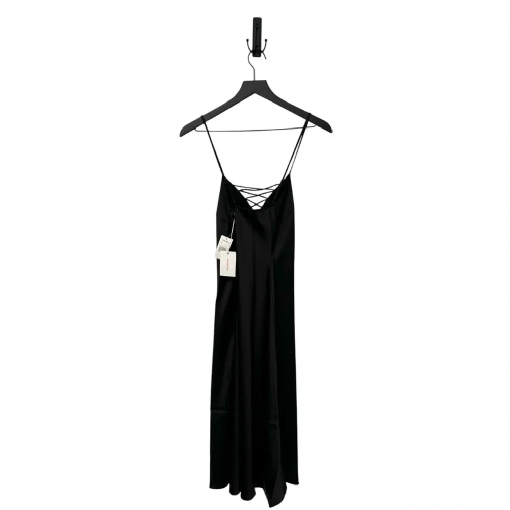 NEW GOOD AMERICAN Lace Up Satin Dress in Black - Picture 3 of 3